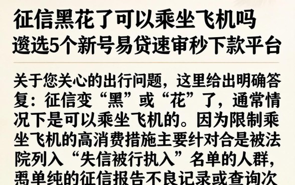 征信黑花了可以乘坐飞机吗，遴选5个新号易贷速审秒下款平台