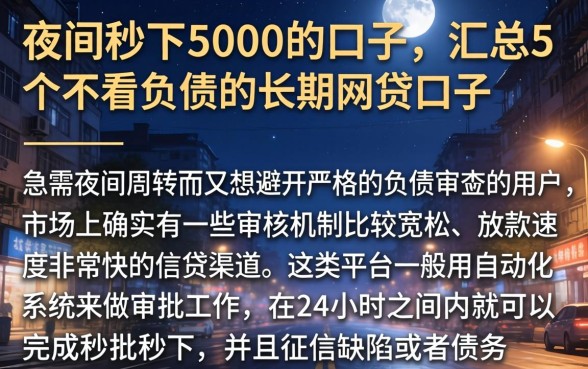 夜间秒下5000的口子，汇总5个不看负债的长期网贷口子