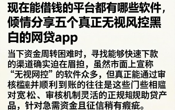 现在能借钱的平台都有哪些软件,倾情分享五个真正无视风控黑白的网贷app