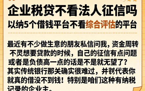 企业税贷不看法人征信吗，归纳5个借钱平台不看综合评估的平台