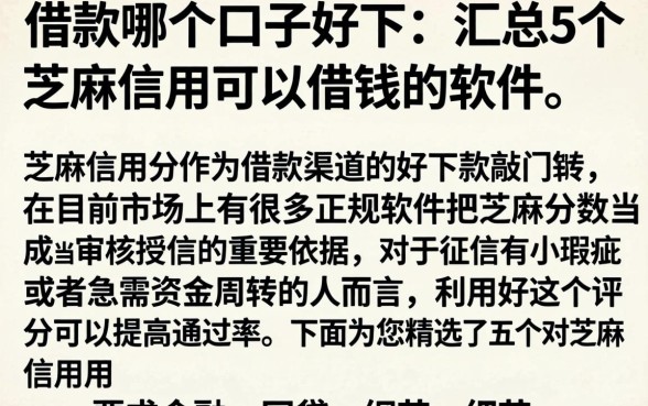 借款哪个口子好下，汇总5个芝麻信用可以借钱的软件