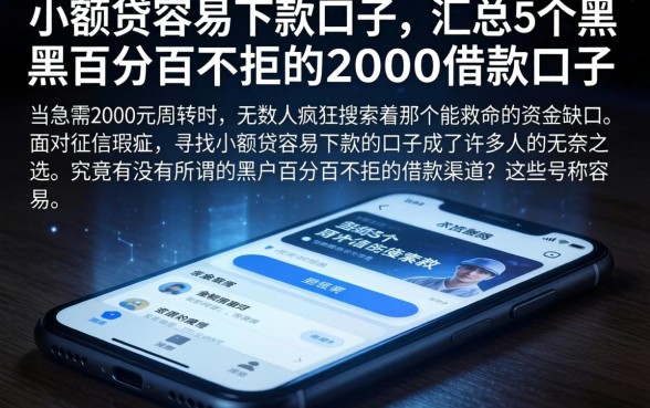 小额贷容易下款的口子，汇总5个黑户百分百不拒的2000借款口子
