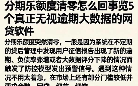 分期乐额度清零怎么回事，概览5个真正无视逾期大数据的网贷软件