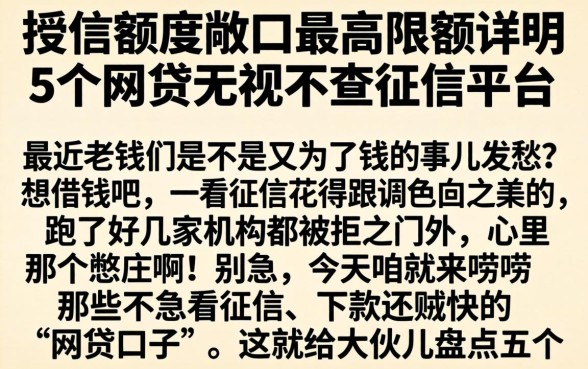授信额度敞口最高限额，详尽说明5个网贷无视不查征信平台