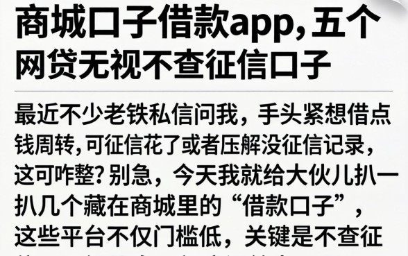 商城口子借款app，详尽说明五个网贷无视不查征信口子
