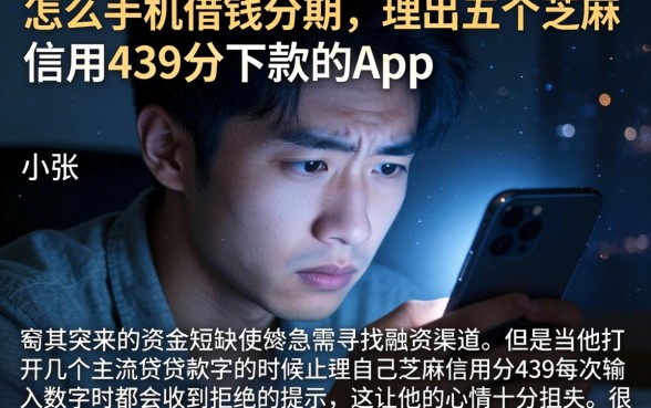怎么手机借钱分期，理出五个芝麻信用439分下款的app