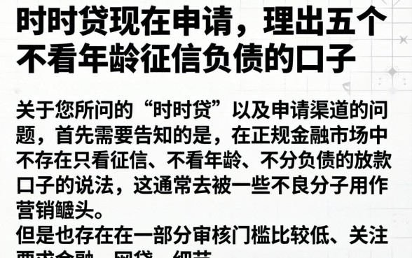 时时贷现在申请，理出五个不看年龄征信负债的口子