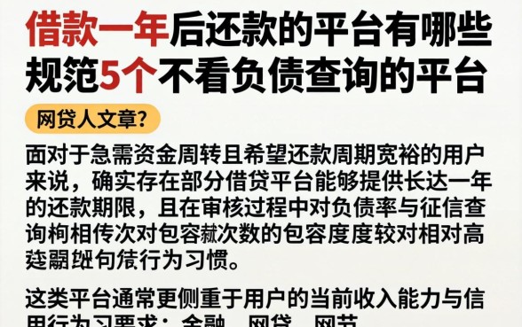 借款一年后还款的平台有哪些，规整5个不看负债查询的平台