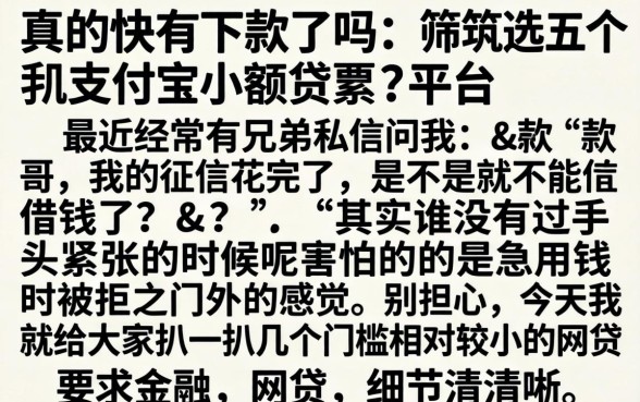 真的快有下款了吗，筛选五个手机支付宝小额贷款的平台