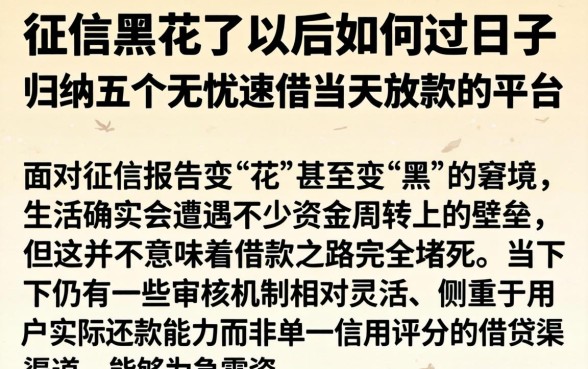 征信黑花了以后如何过日子，归纳五个无忧速借当天放款的平台