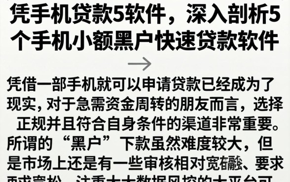 凭手机贷款的软件，深入剖析5个手机小额黑户快速贷款软件