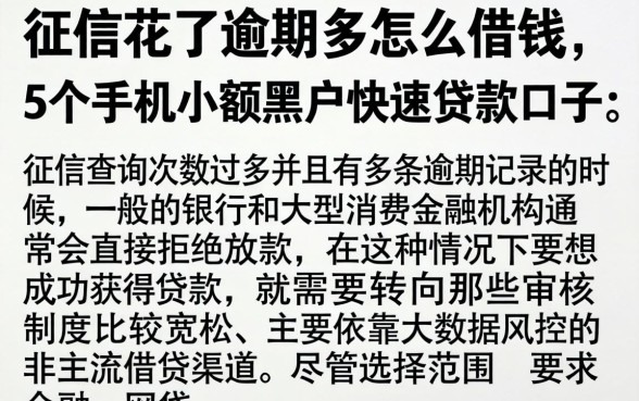 征信花了逾期多怎么借钱,详细阐述5个手机小额黑户快速贷款口子