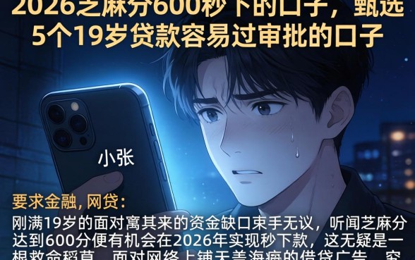 2026芝麻分600秒下的口子，甄选5个19岁贷款容易过审批的口子
