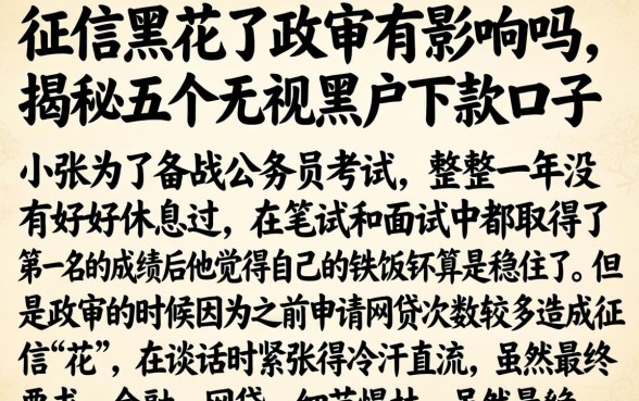 征信黑花了政审有影响吗，揭秘五个无视黑户下款口子