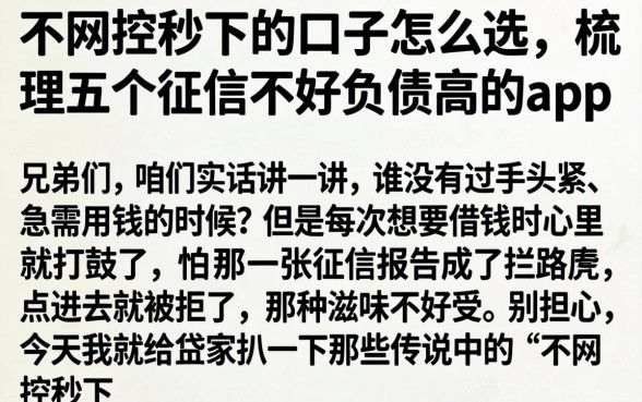 不风控秒下的口子怎么选，梳理五个征信不好负债高的app