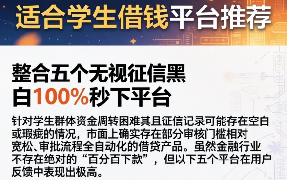 适合学生借钱的平台推荐，整合五个无视征信黑白100%秒下平台