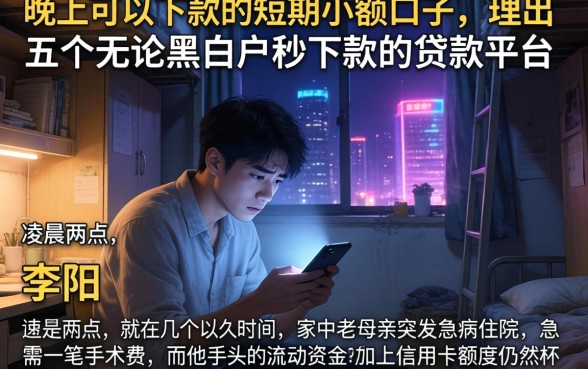 晚上可以下款的短期小额口子，理出五个无论黑白户秒下款的贷款平台
