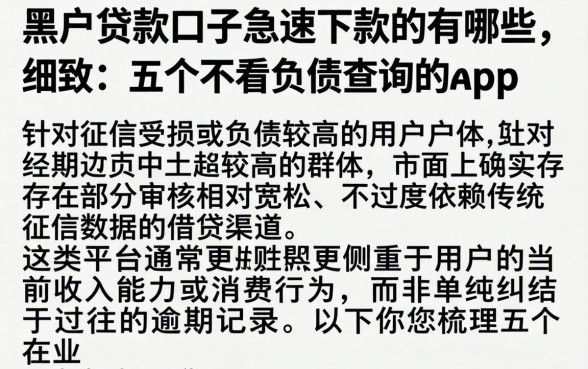 黑户贷款口子急速下款的有哪些，细致阐述五个不看负债查询的app