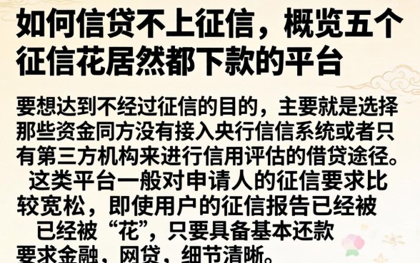 如何信贷不上征信，概览五个征信花居然都下款的平台