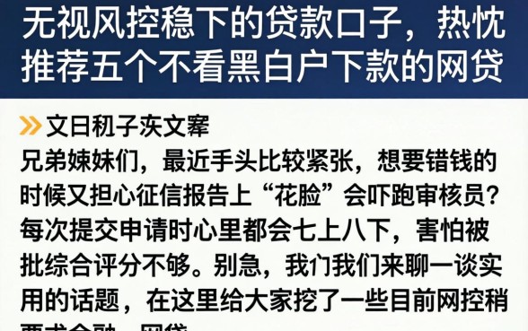 无视风控稳下的贷款口子，热忱推荐五个不看黑白户下款的网贷