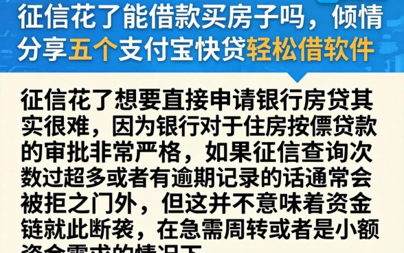 征信花了能借款买房子吗，倾情分享五个支付宝快贷轻松借软件