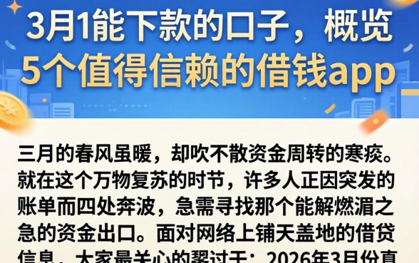 3月份能下款的口子，概览5个值得信赖的借钱app