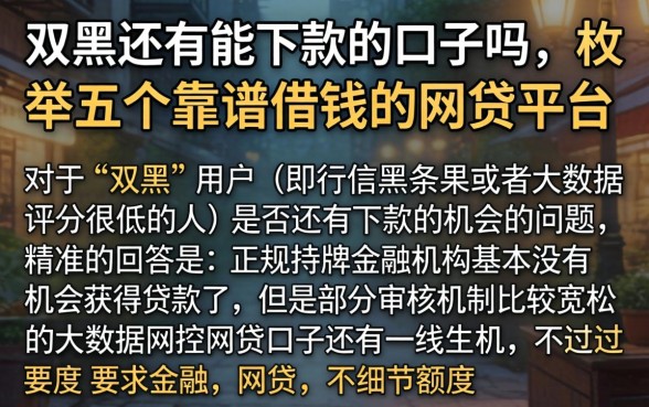 双黑还有能下款的口子吗，枚举五个靠谱借钱的网贷平台
