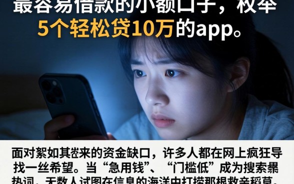 最容易借款的小额口子，枚举5个轻松贷10万的app