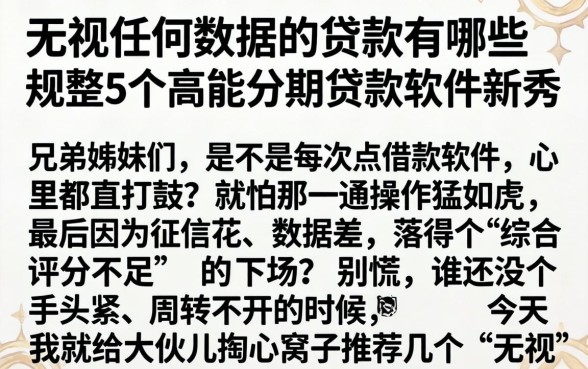 无视任何数据的贷款有哪些，规整5个高能分期贷款软件新秀