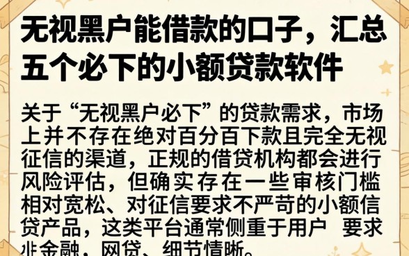 无视黑户能借款的口子,汇总五个必下的小额贷款软件