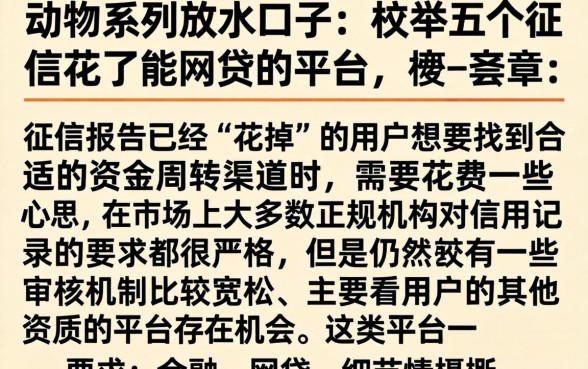 动物系列放水口子,枚举五个征信花了能网贷的平台