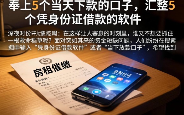 奉上5个当天下款的口子，汇整5个凭身份证借款的软件