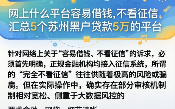 网上什么平台容易借钱,不看征信，汇总5个苏州黑户贷款5万的平台