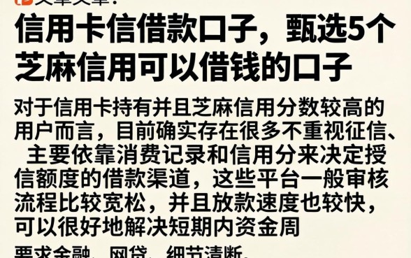 信用卡信借款口子，甄选5个芝麻信用可以借钱的口子