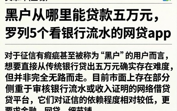 黑户从哪里能贷款五万元，罗列5个看银行流水的网贷app