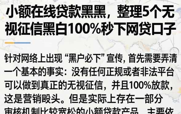 小额在线贷款黑户，整理5个无视征信黑白100%秒下网贷口子