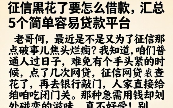 征信黑花了要怎么借款，汇总5个简单容易贷款平台