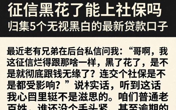 征信黑花了能上社保吗，归集5个无视黑白的最新贷款口子