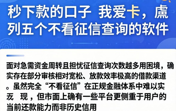 秒下款的口子 我爱卡，胪列五个不看征信查询的软件