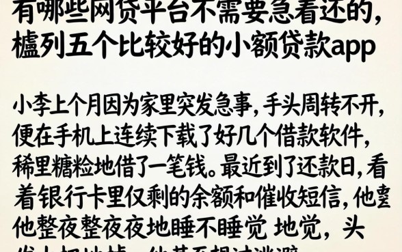 有哪些网贷平台不需要急着还的，胪列五个比较好的小额贷款app