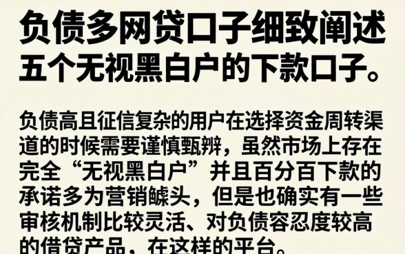 负债多的网贷口子，细致阐述五个无视黑白户的下款口子