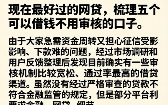 现在最好过的网贷,梳理五个可以借钱不用审核的口子