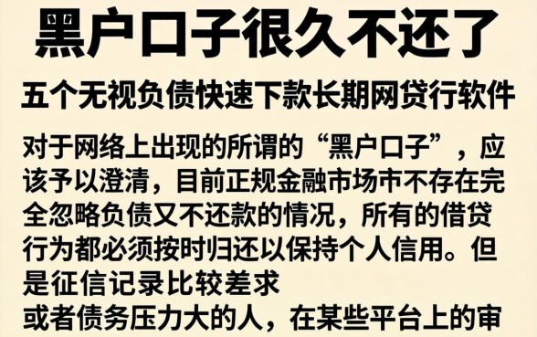 黑户口子很久不还了，概括五个无视负债快速下款长期网贷的软件