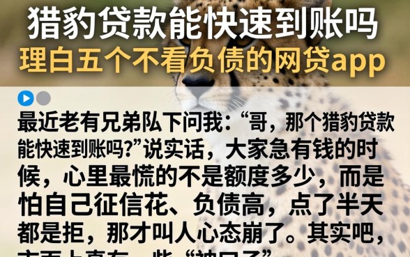 猎豹贷款能快速到账吗，理出五个不看负债的网贷app