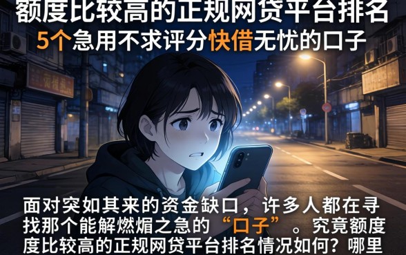 额度比较高的正规网贷平台排名，概括5个急用不求评分快借无忧的口子