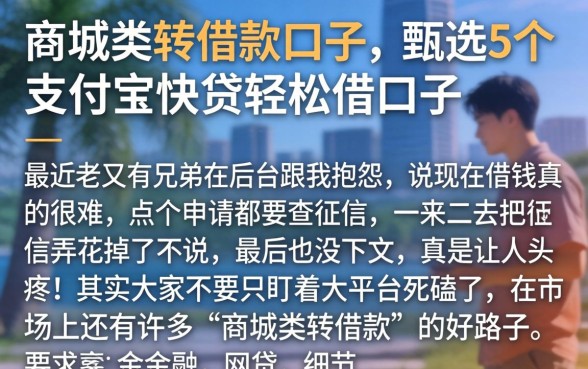 商城类转借款口子，甄选5个支付宝快贷轻松借口子