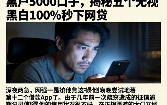黑户5000口子，揭秘五个无视黑白100%秒下网贷