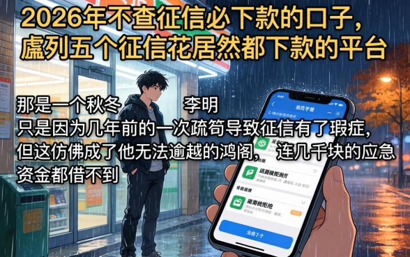 2026年不查征信必下款的口子，胪列五个征信花居然都下款的平台