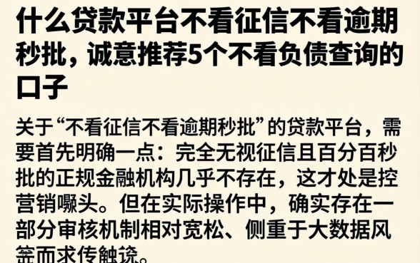 什么贷款平台不看征信不看逾期秒批，诚意推荐5个不看负债查询的口子