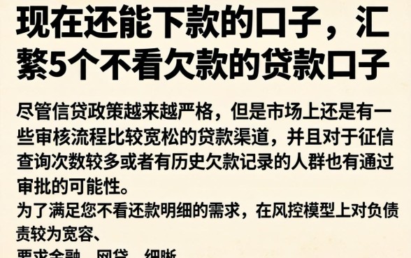 现在还能下款的口子，汇整5个不看欠款的贷款口子